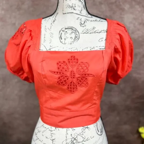 Band of the Free Tie Back Short Sleeve Entrada Top Orange S - Picture 7 of 15